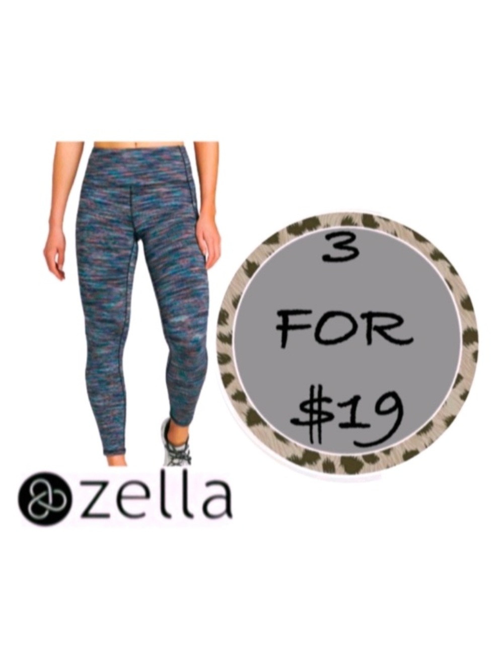 3/$19 Zella Live in space dye athletic yoga dri fit gym leggings